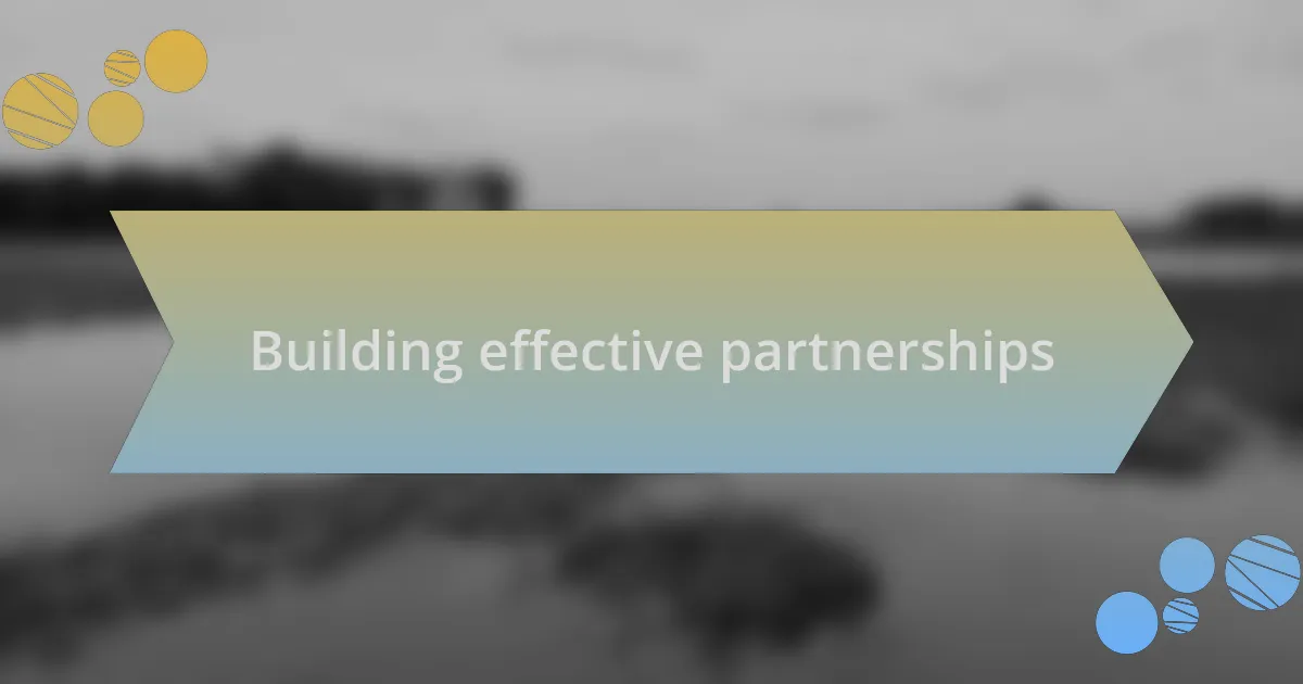 Building effective partnerships