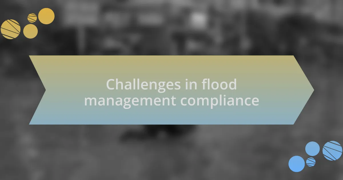 Challenges in flood management compliance