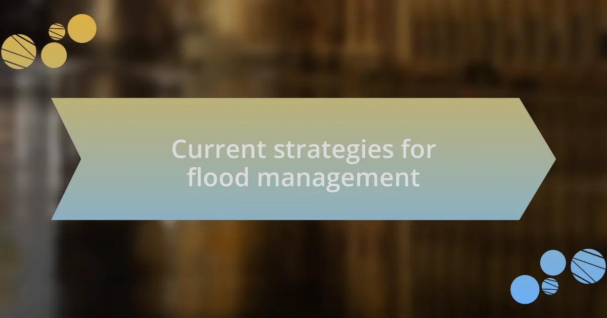 Current strategies for flood management