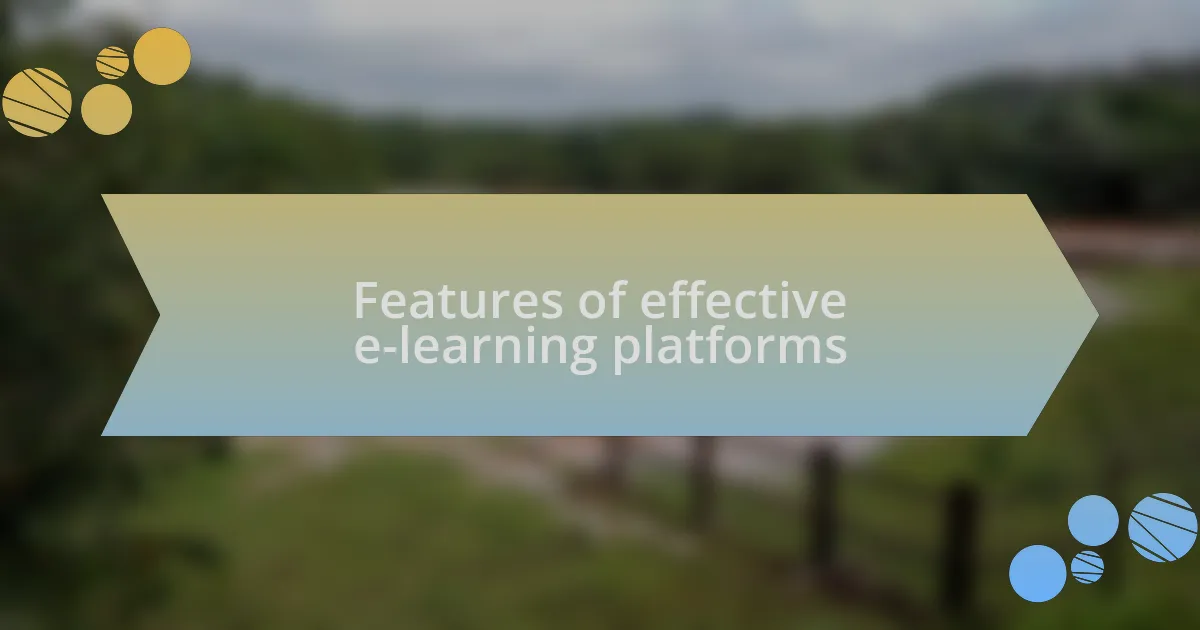 Features of effective e-learning platforms