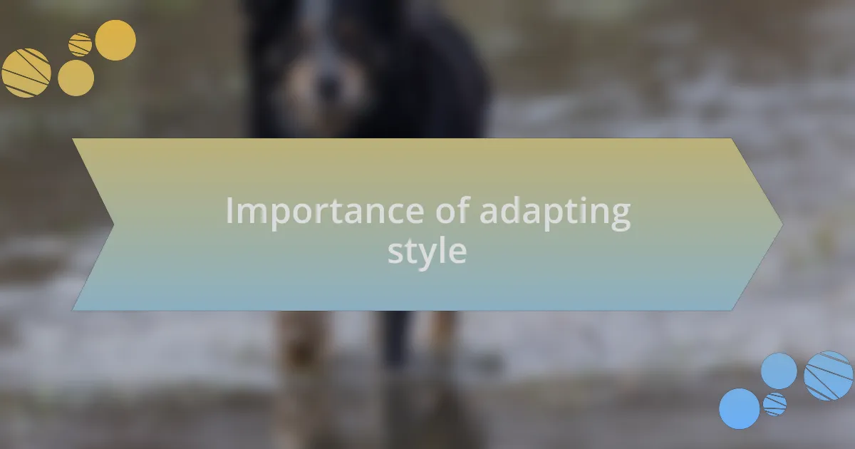 Importance of adapting style