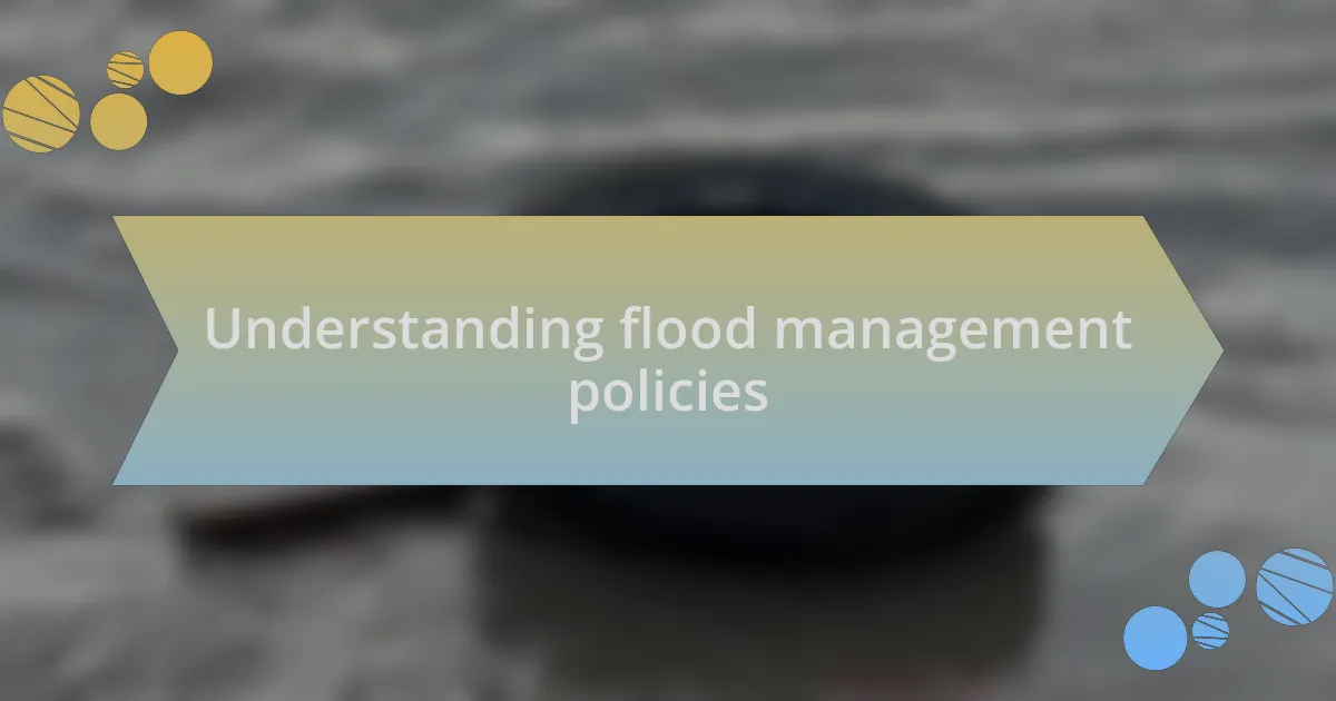 Understanding flood management policies